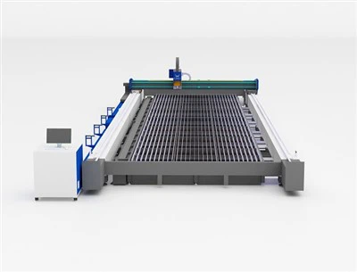 Liy Rail gwo fòma metal fèy fib lazè koupe machin